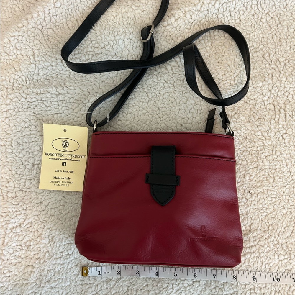 Italian Red Leather Crossbody Bag